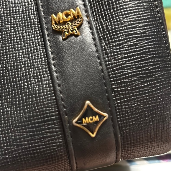 MCM Saffiano Leather Monogram Studded Boston Bag - Picture 13 of 13